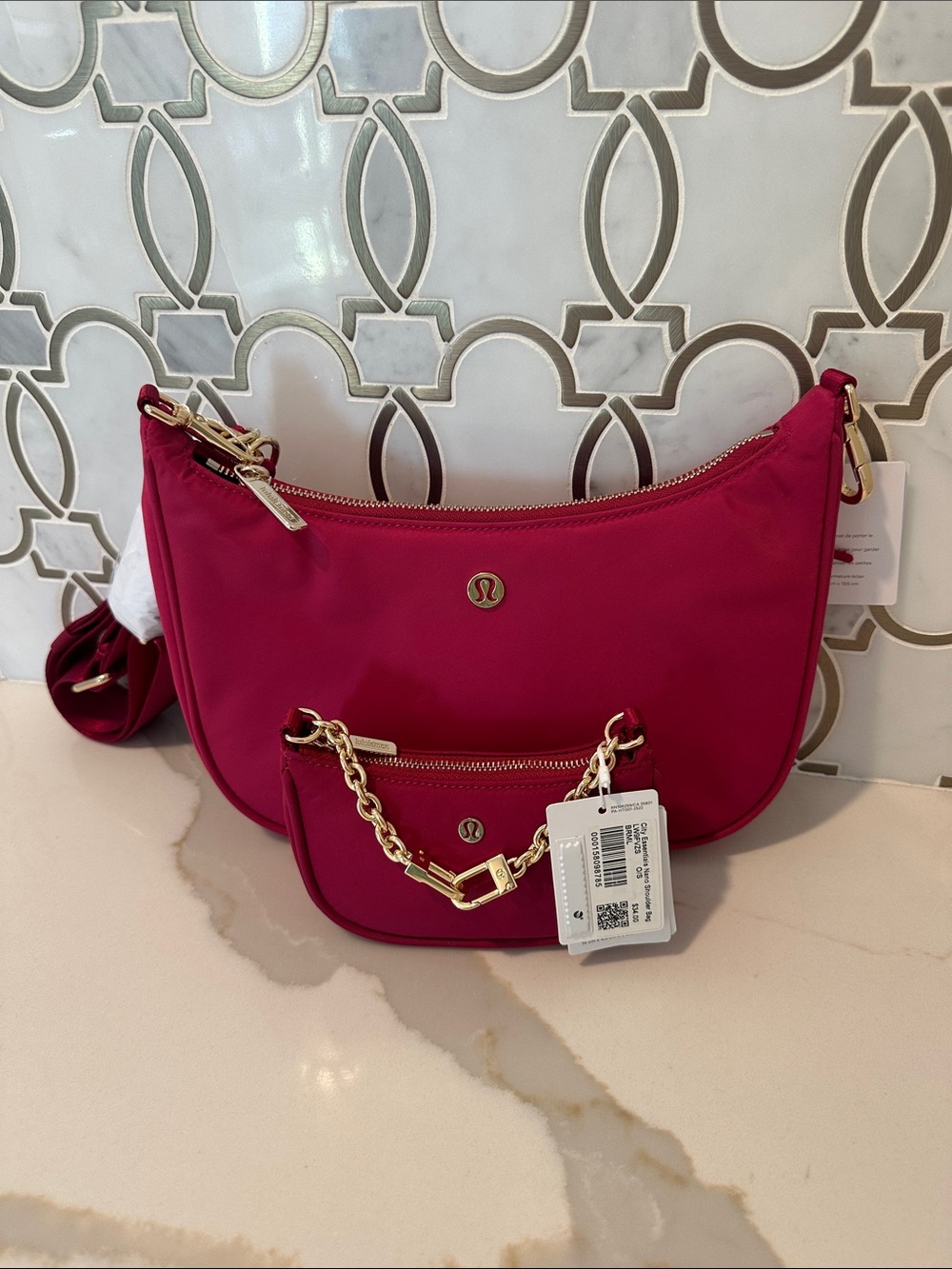 NWT 2 Bags Lululemon City Essentials Small Shoulder Bag 3L and Nano Berry Rumble